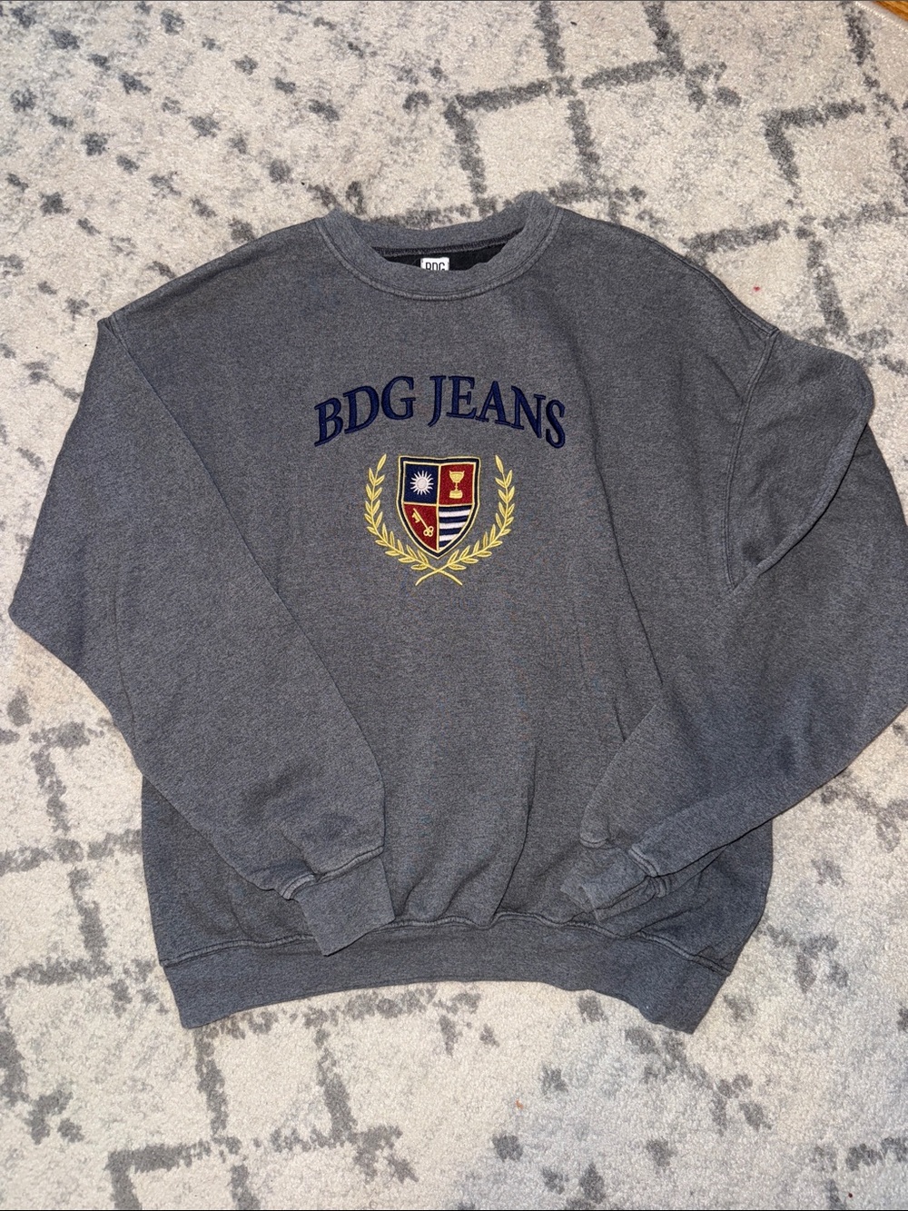 BDG Jeans Gray Oversized Crest Sweatshirt